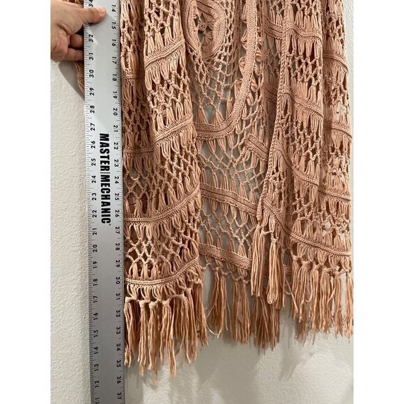 Say What Womens Casual beachy bohemian Crochet Kimono Fringes open Front size s - Picture 4 of 6